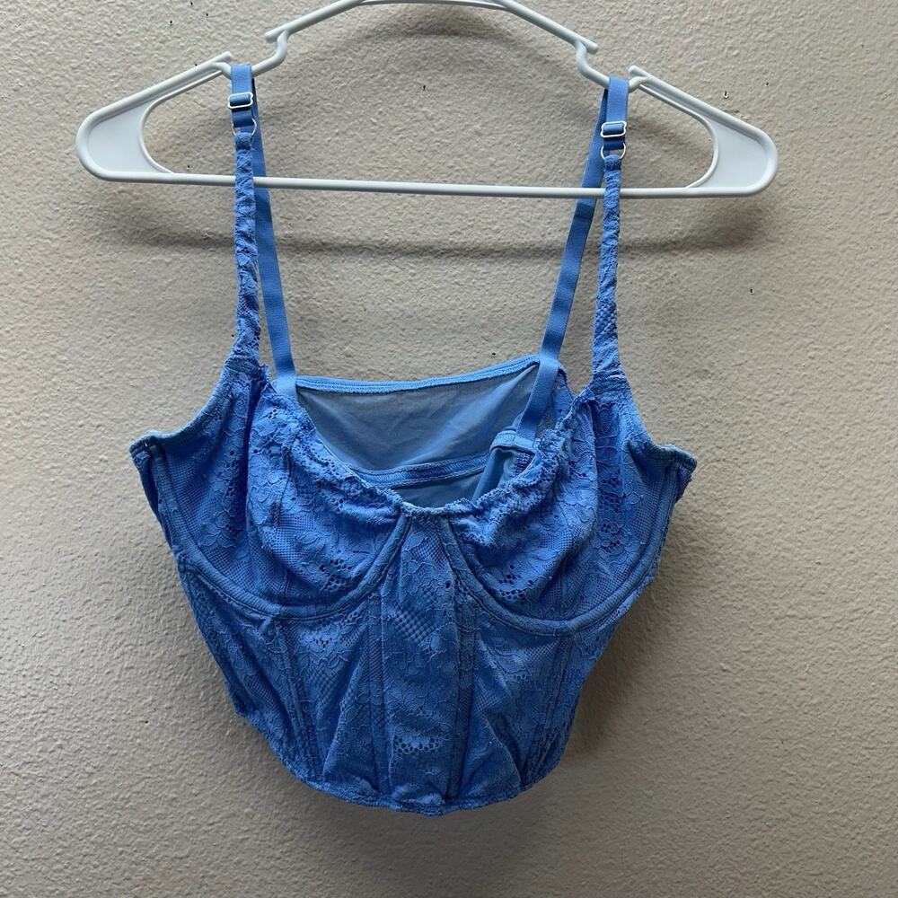 Hollister Women's Gilly Hicks‎ Woven All Over Lace Corset Bustier Top Cropped L